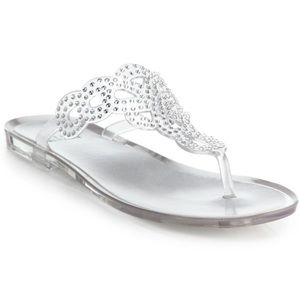 Stuart Weiztman Mermaid Rhinestone Jelly Thong Sandals